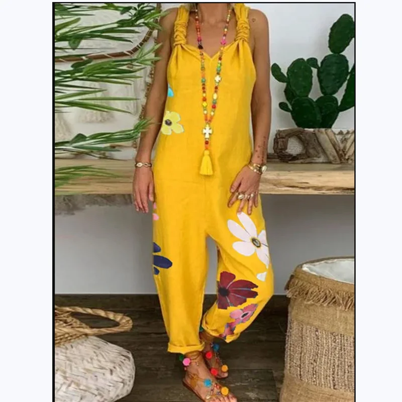 

Plus Size Bodysuit Women Jumpsuit Summer Overalls V Neck Print Loose Trousers Romper Sexy Streetwear Elegant Bodysuits Overall