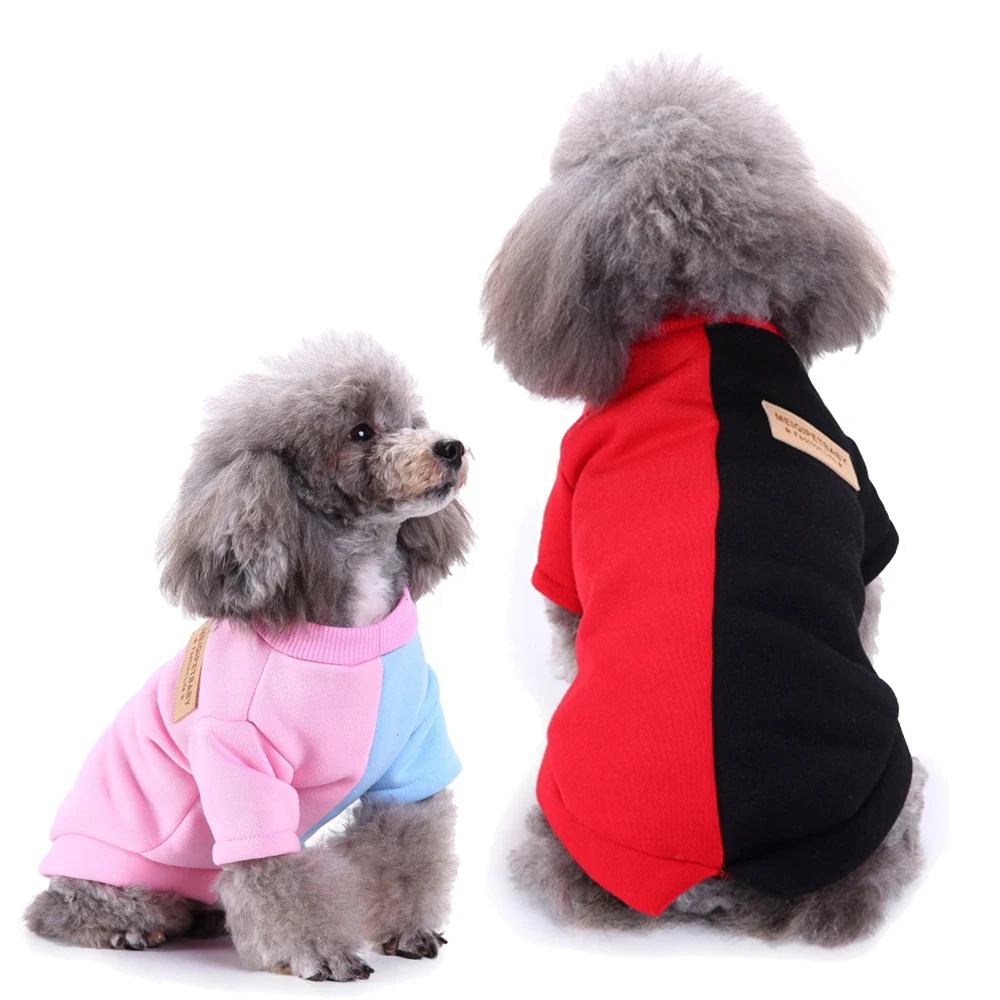 Домашних животных зимние теплые черный красный Цвет Блокировка свитер Щенок Кот
