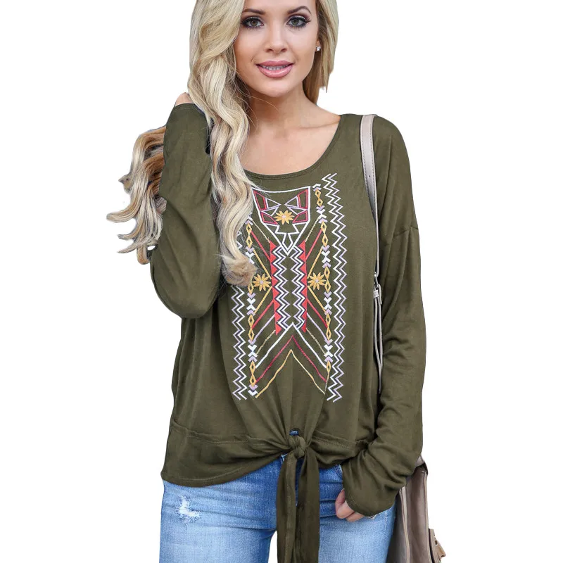 Boho Летний стиль винтажные блузки с бантом длинным рукавом Топы женские рубашки
