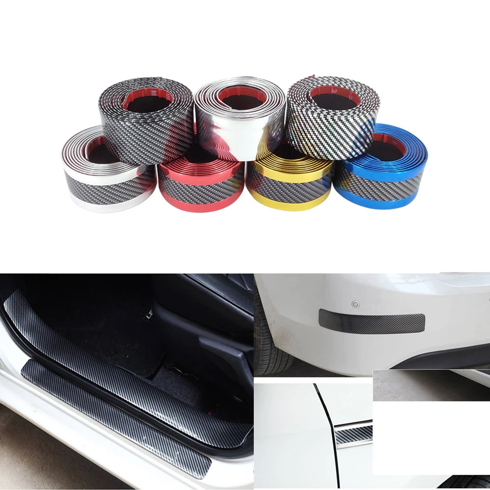 Автомобильный карбоновый волокнистый слой резины дверной порог защитный чехол