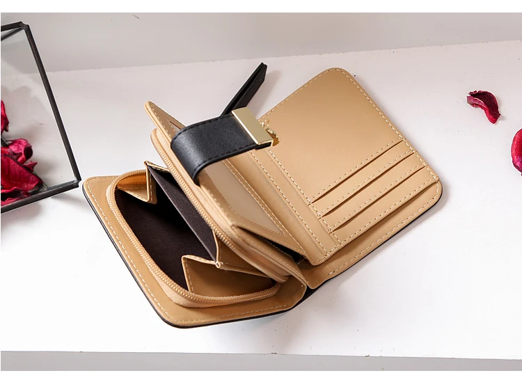 Короткий кожаный кошелек для женщин на молнии, Дамский кошелек, роскошный бренд, маленький кошелек, женские кошельки, полые листья, Черный Хаки, Carteira