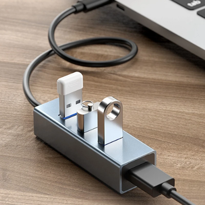 

USB Splitter Extender Adapter Aluminum High-Speed 4 In1 Multi-Port USB 3.0 HUB For Notebook PC