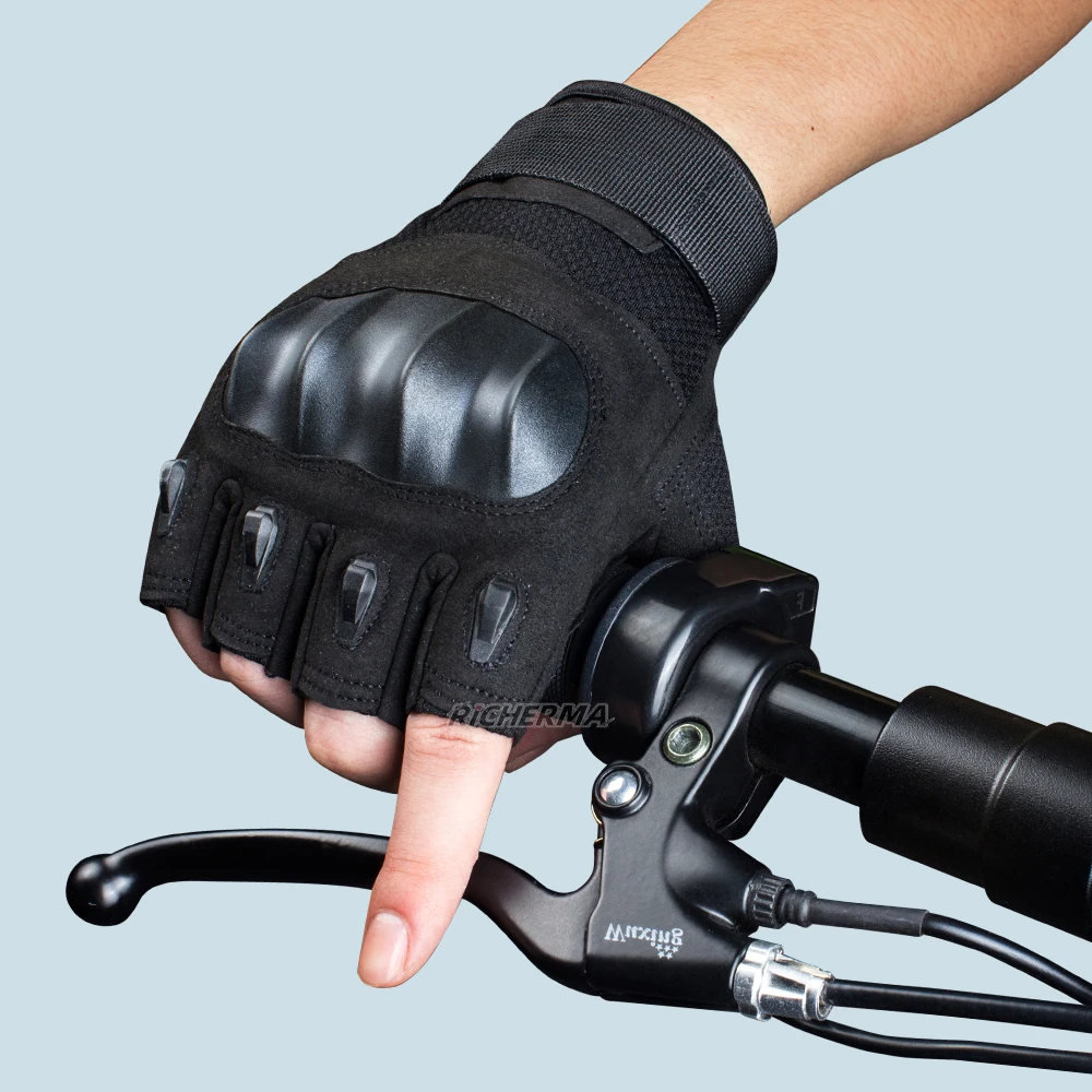 Мотоциклетные перчатки без пальцев с твердыми костяшками для езды на велосипеде