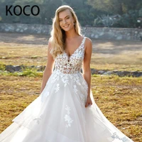 macdugal wedding dresses 2021 v neck tulle flower appliques beach bride gowns princess robe de mari%c3%a9e elegant women clothes