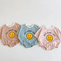 7930 newborn baby clothes striped romper summer 2021 baby boy one piece clothes cotton smiley face toddler girl onesies outfits