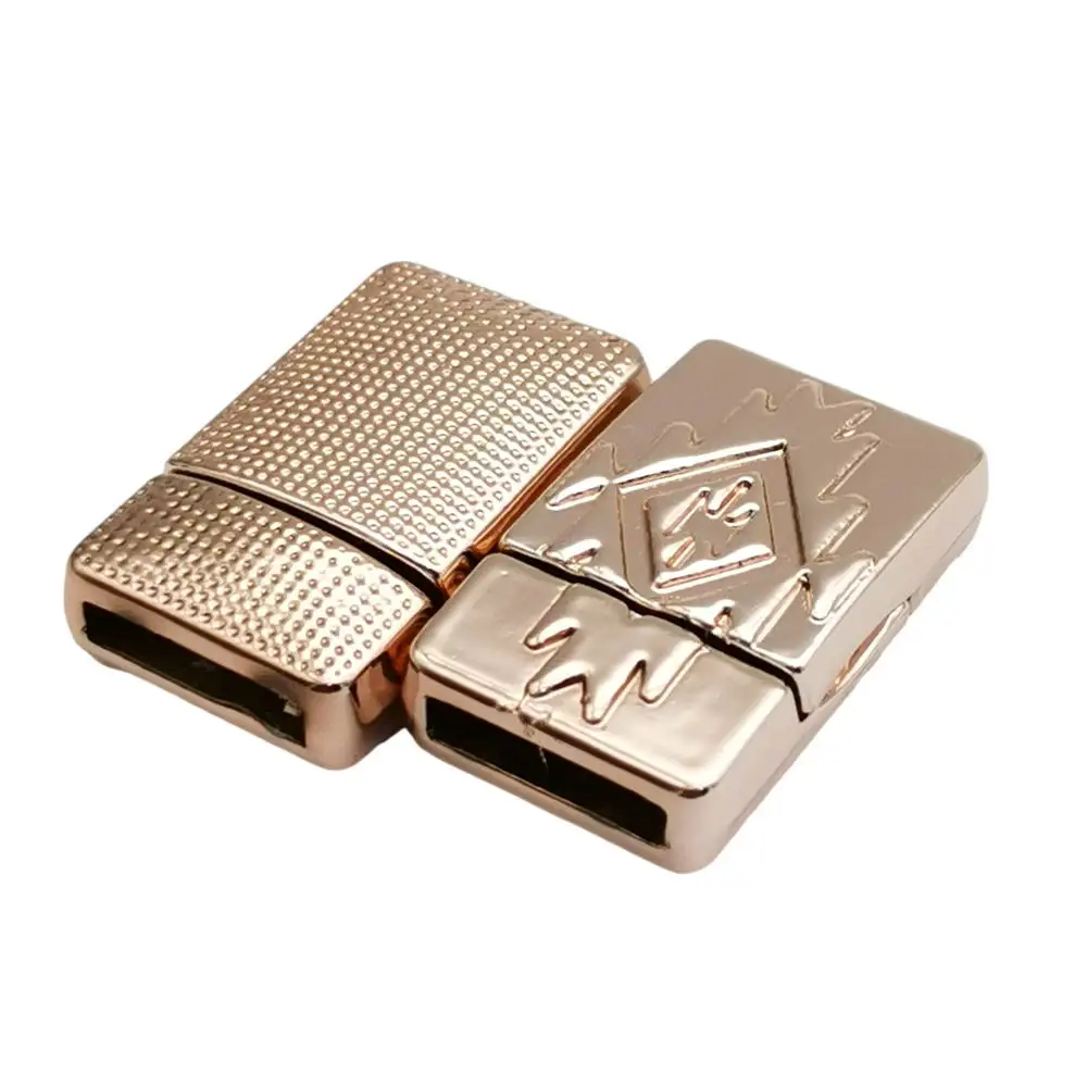 

Rose Gold Flat Magnetic Clasps with Pattern 10mmx2mm Hole Bracelet End