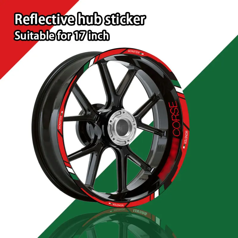

Reflective Motorcycle Accessories 17 Wheel Sticker Inside of Hub Decals Rim Stripe Tape For Ducati 696/821/848/899/1199/1299