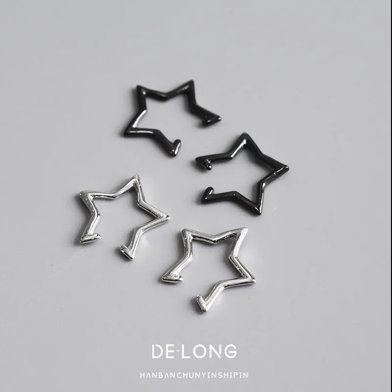 

Personality/Pentagram/No pierced ears/Ear clip/s925/Pure silver earrings temperament female ear bone clip jewelry