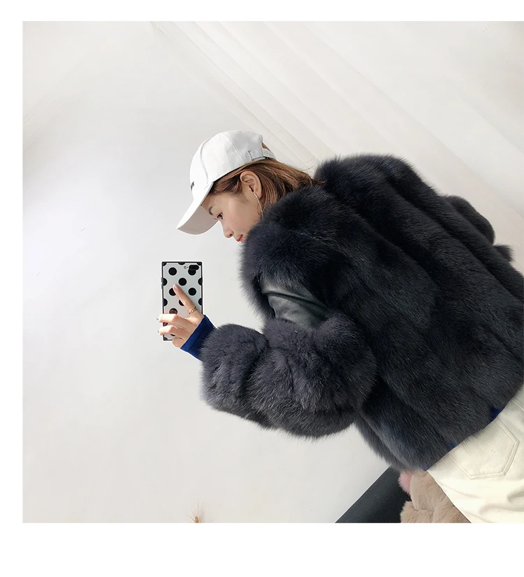 Rf1929 зимнее короткое пальто из натурального Лисьего меха Stlye FluffyReal, натуральная кожа, натуральный мех, куртка с длинным рукавом, женские пальто из натурального меха