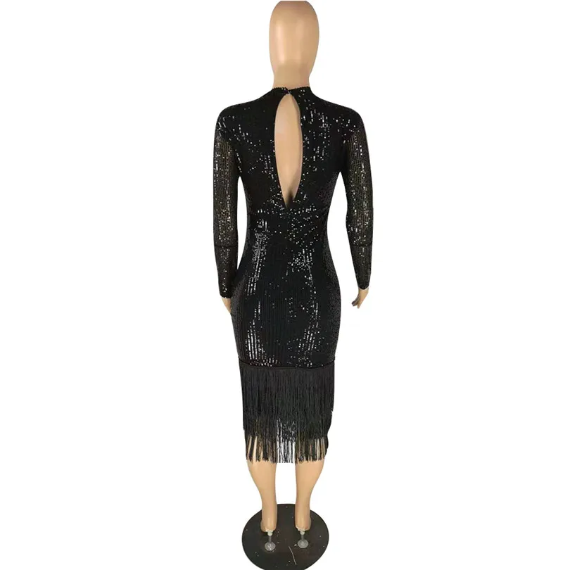 Женское облегающее платье с длинным рукавом и блестками вечерние праздничные