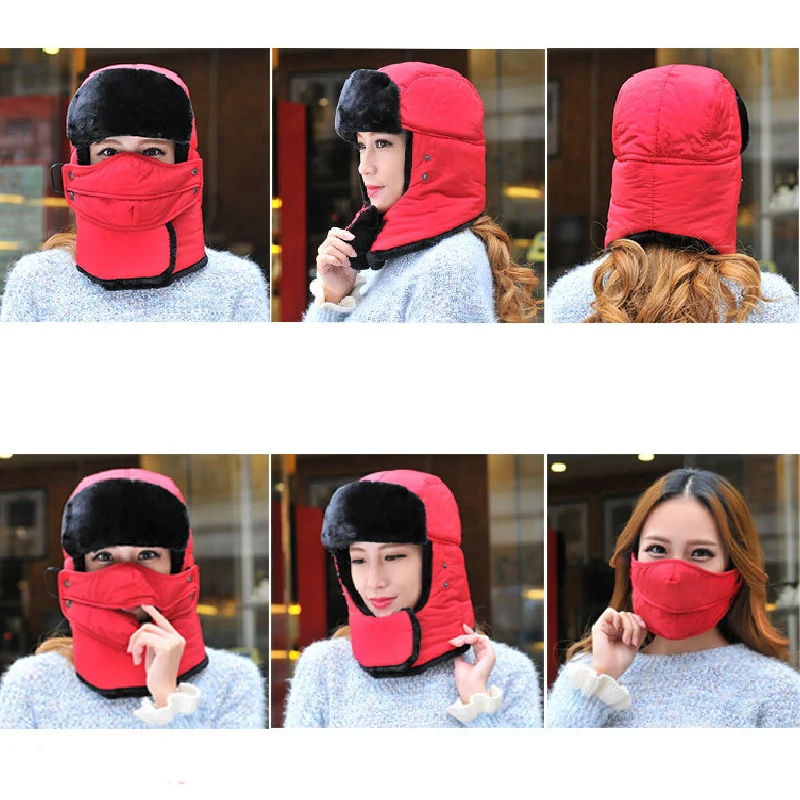 Зимняя шапка для женщин и мужчин утолщенная бархатная теплая бомбер Шапка бини