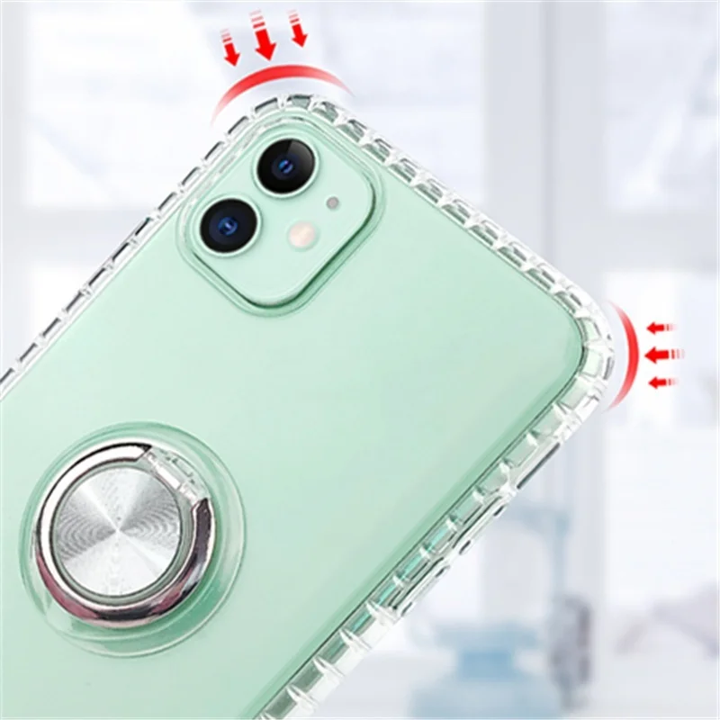 Clear TPU Rubber Soft Case for Iphone 11 Pro Max Xs Xr X 7 8 Plus Finger Ring Kickstand Phone Cover | Мобильные телефоны и