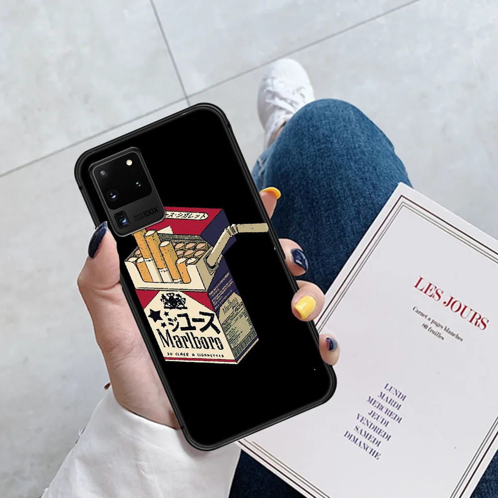 

Marlboros Cigarette Phone Case Cover Hull For Samsung Galaxy S 6 7 8 9 10 e 20 Edge Uitra Note 8 9 10 Plus black Etui Fashion