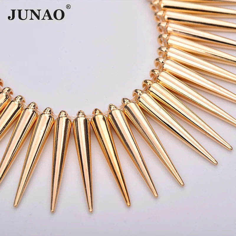 

JUNAO 100Pcs 5*35mm Sewing Gold Large Rivet Spikes Plastic Rivets Decoration Studs Sew On Punk Bag Belt Shoes Clothes Crafts