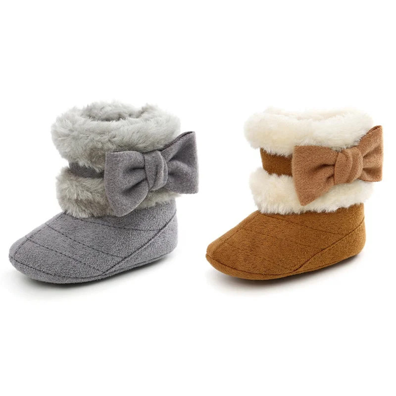 

Toddler Autumn Winter First walker Boots Big Butterfly Knot Boots Toddler Soft Soled Super Keep Warm Anti-slip Baby Boots