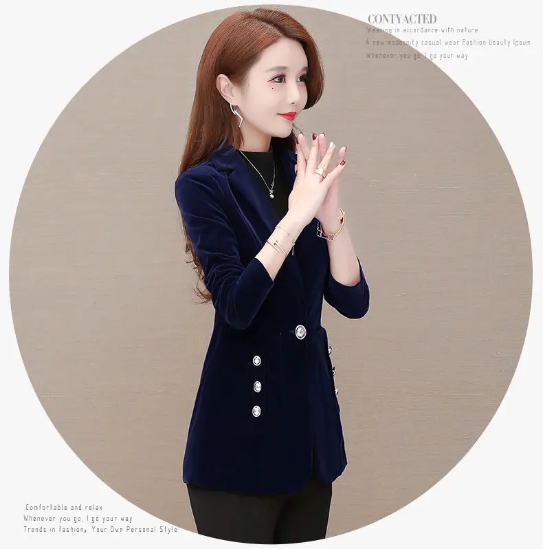 

Gold Velvet Small Suit Jacket Women's Spring 2021 New Trendy Spring and Autumn Models Ladies Professional Suit Jacket