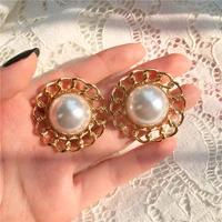 exaggerated large pearl earrings earrings earrings simple show style earrings drop mesh red earrings