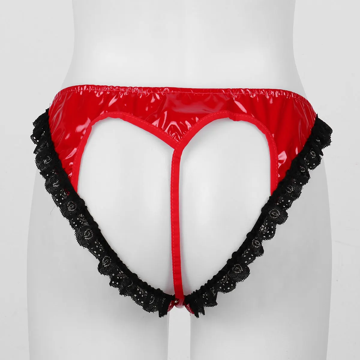 Женское красное нижнее белье трусики с открытыми ягодицами сексуальное из