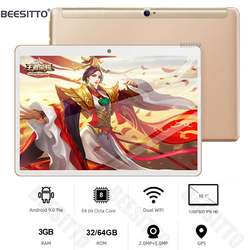

2020 New 4G LTE Phone Call 10 Inch Android 9.0 Tablet PC 3GB RAM 64GB ROM IPS Screen HD 1280x800 WiFi Tablets PAD TAB 10.1+Gifts