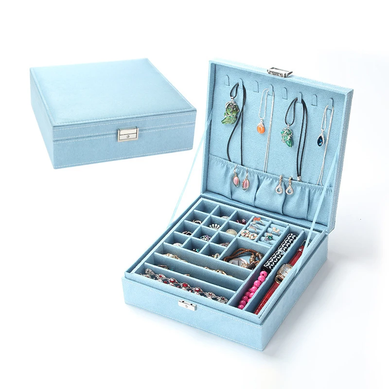 Новинка шкатулка для женских сережек большое пространство замша деревянное