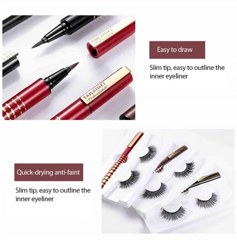 

Liquid Eyeliner Fake eyelashes Set Long Lasting Sweat-proof Waterproof Easy To Wear Quick Dry Eyeliner Pencil Eyes Makeup TSLM1