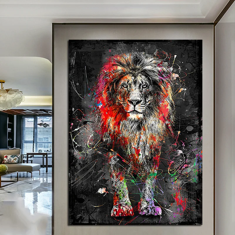 

5D Diy Diamond Painting Cross Ctitch Kits Diamond Mosaic Embroidery Colorful Lion diamond paint Christmas decoration