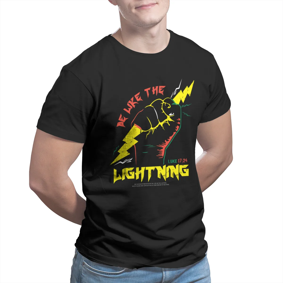 

Be Like The LIGHTNING Luke 17 24 colorVintage ShortSleeve USASizePlusSizeClothing55937