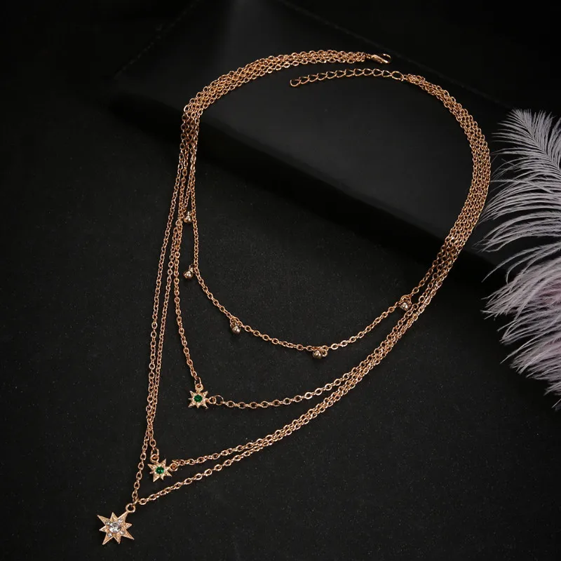 

Summer Multilayer Sun Pendant Clavicle Chain Necklace for Women New Trendy Jewelry Accessories