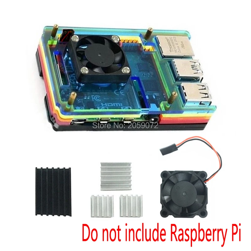 Raspberry Pi 4 Модель B чехол Красочный Радужный акрил чехол для 4B с охлаждающим вентилятором