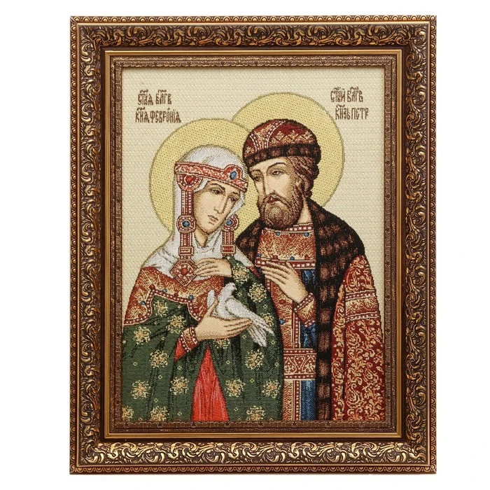 Гобеленовая картина 36х45 см ИКОНА ПЕТРА И ФЕВРОНЬИ 2 4931296|Декоративные гобелены| |