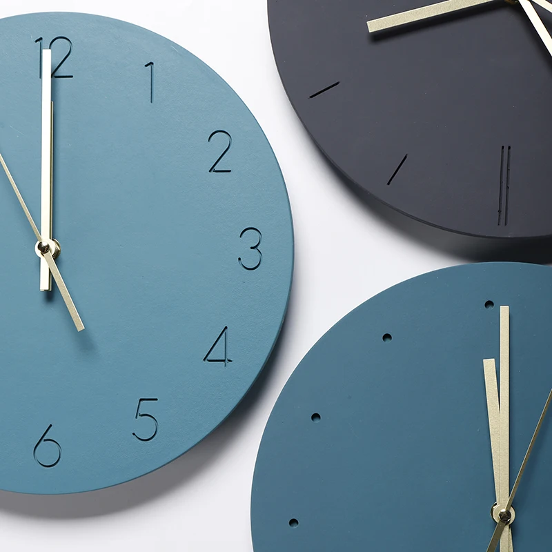 Настенные часы в винтажном стиле простые голубые настенные с циферблатом для