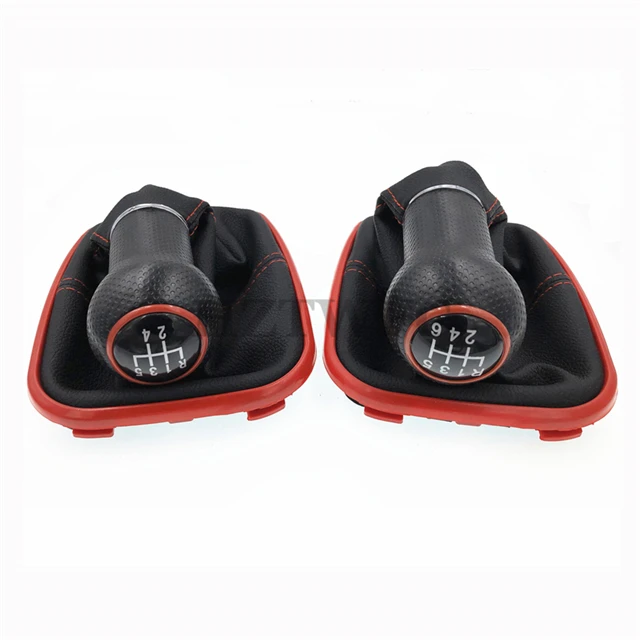 5 6 Speed Red PU Leather Shifter Stick Gear Shift Knob With Dustproof Cover For VW Golf GTi MK4 R32 Bora Jetta | Автомобили и