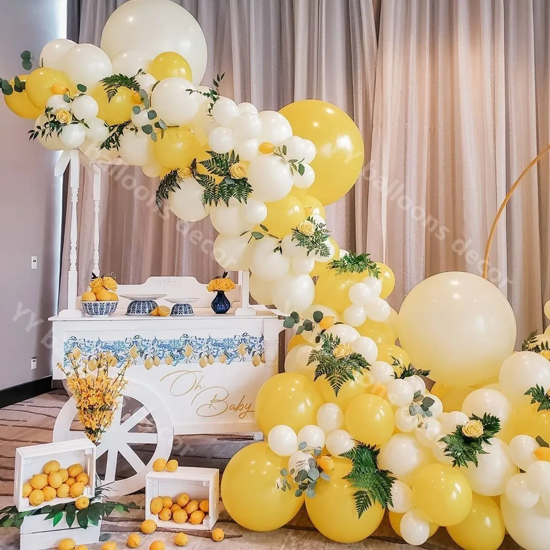 

New Year Baby Shower Globos Macaron Ivory Yellow Pastel Latex Balloon Garland Globals Ballon Arch Birthday Wedding Party Decor