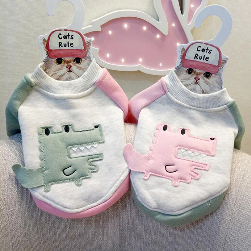 Зимняя мультяшная толстовка с капюшоном для домашних животных пальто 3D Крокодил