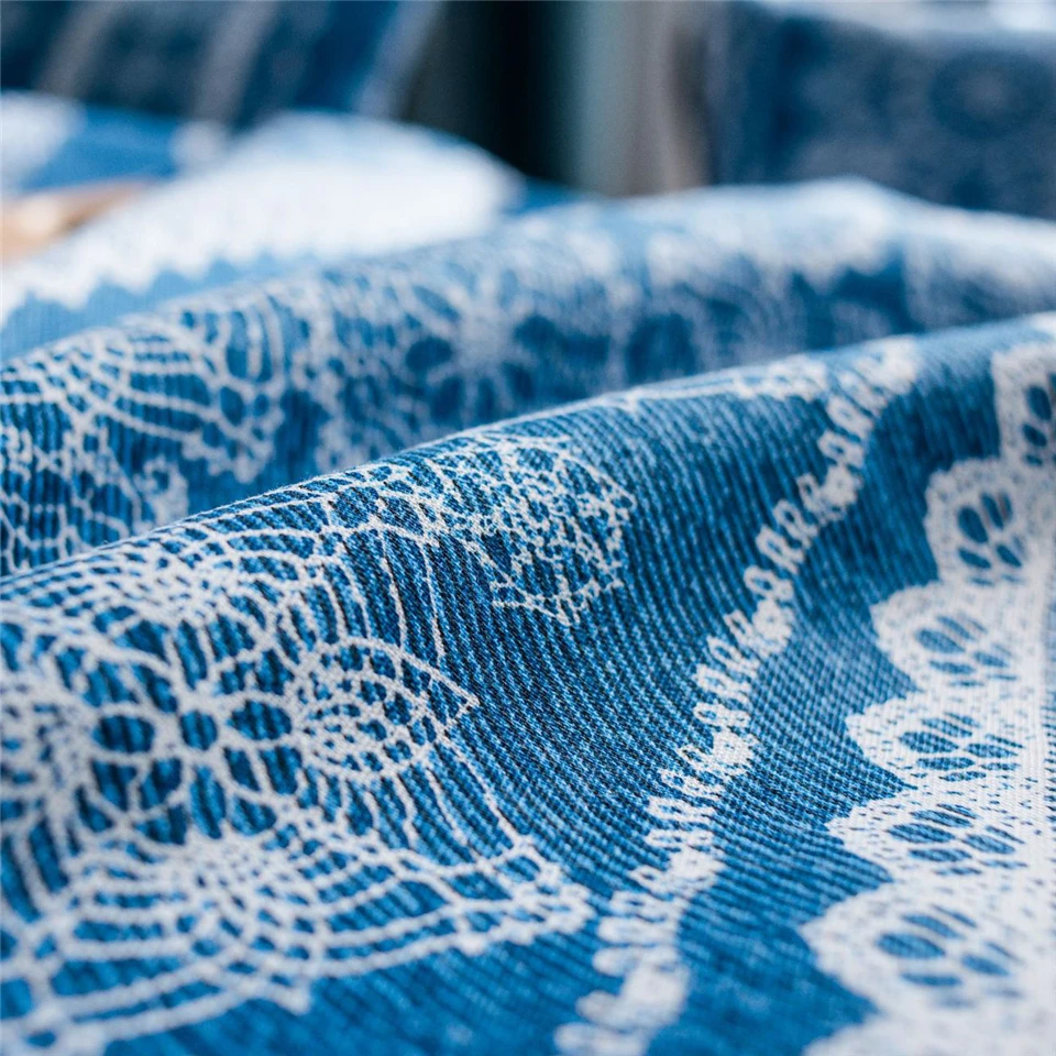 Ретро синяя кружевная Скатерть Прямоугольные скатерти для украшения дома