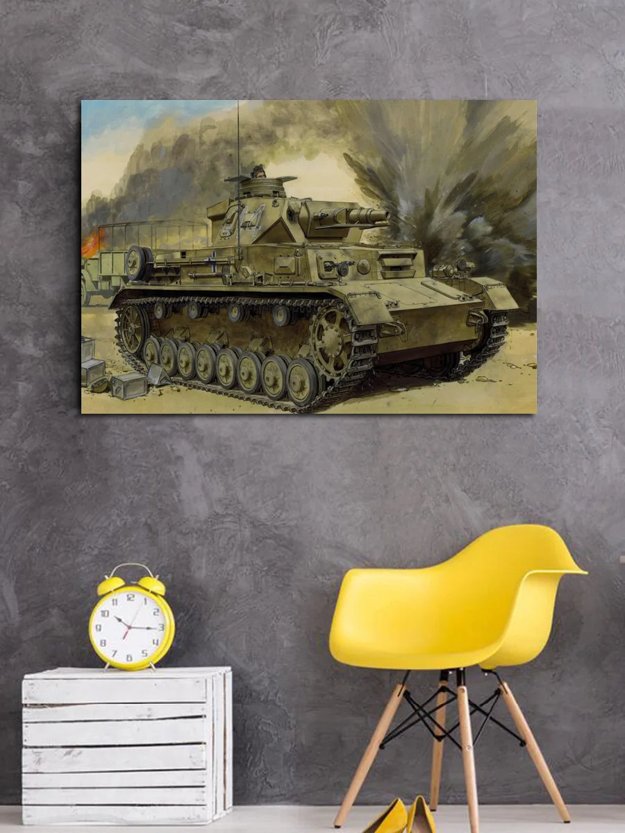 WW2 North Afra Pz.Kpfw. IV Ausf. D DAK Германия tank fabric настенные постеры Картина home art гостиная