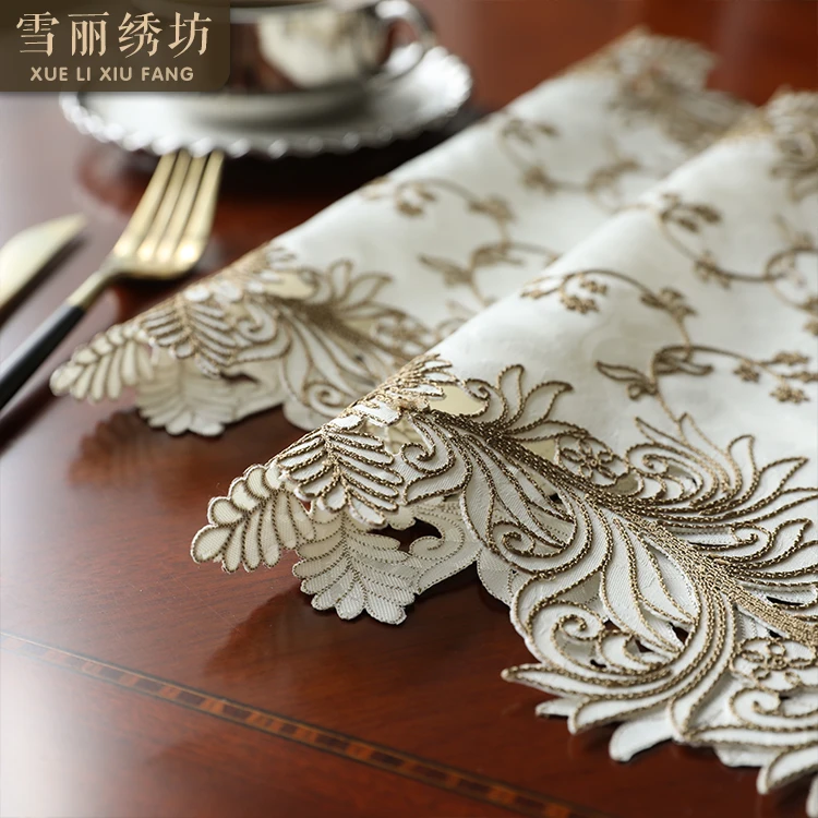 Роскошная кружевная вышитая ткань цвета шампанского художественная овальная