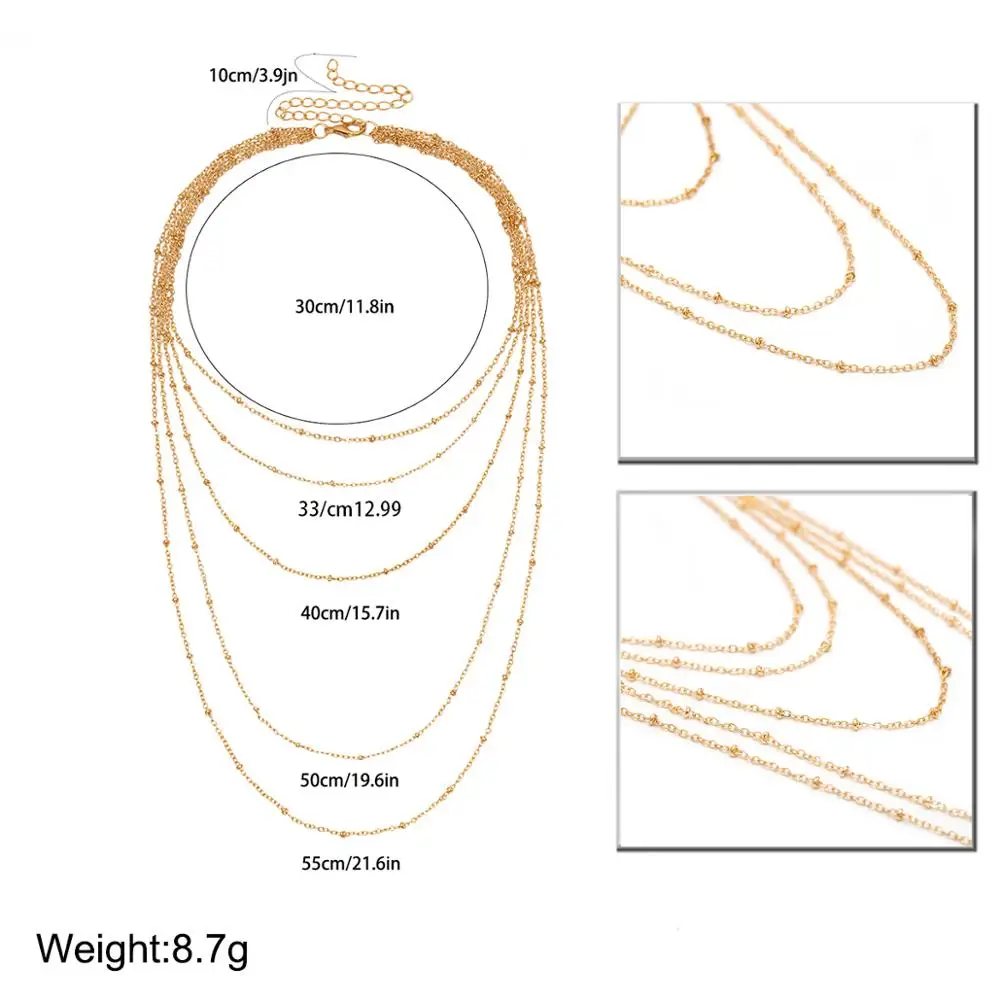 Женское богемное колье чокер Lacteo многослойное длинное ожерелье с имитацией