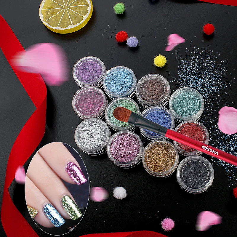 16 видов цветов 1 бутылка окунания ногтей искусство блестящий порошок лазер