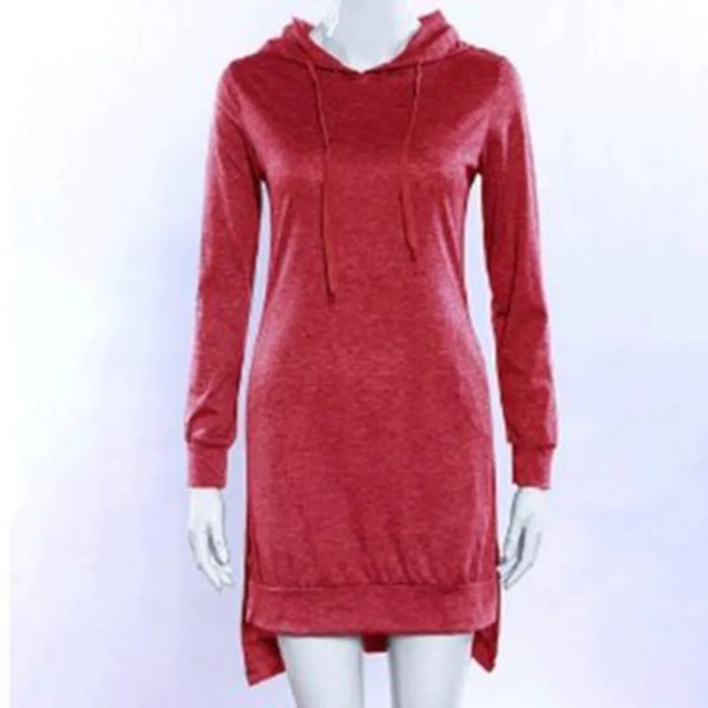

2021 Women's Autumn New Dress Casual Commuter Style Long-sleeved Hooded Collar Solid Color Slim-fit Loose Pocket Dresses