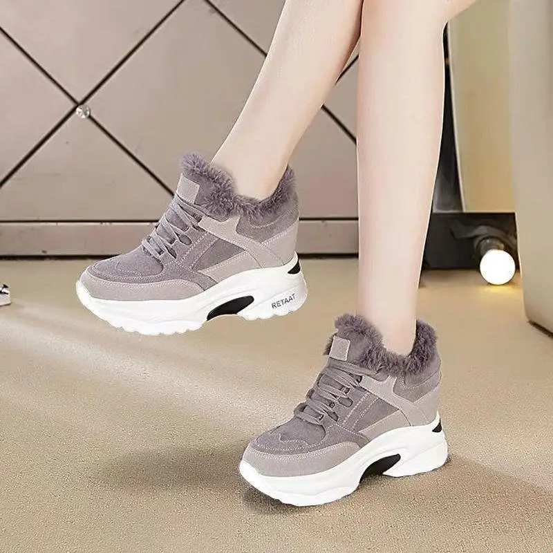 

Женская зимняя спортивная обувь с бархатным утеплителем, утепленная повседневная обувь на низком каблуке