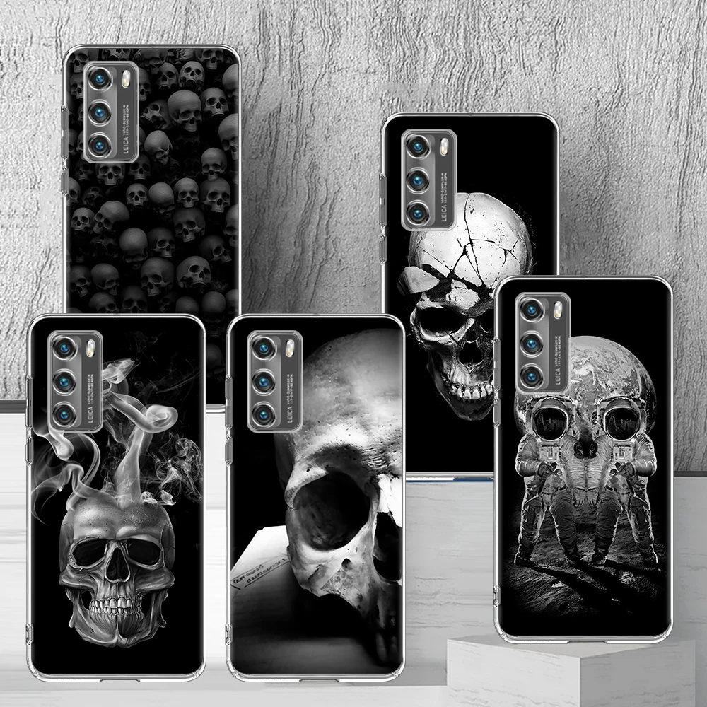 

Grim Reaper Skull Skeleton Case for Huawei P30 P Smart Plus 2021 Z P50 P20 P40 Pro P10 Lite Y6 Y7 2019 Transparent Soft Cover