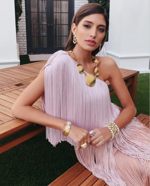 

New high quality pink one-shoulder sexy dress sequins rayon bandage dress elegant evening paryt dress wedding banquet queen