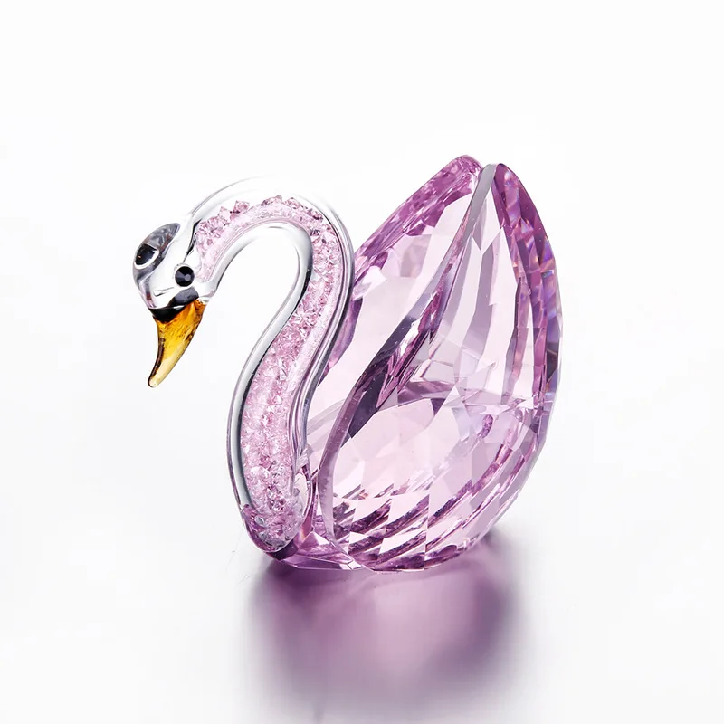 

3 Colors Bigger Swan Crystal Glass Figurine Collection Diamond Swan Animal Paperweight Table Ornament Decor Wedding Decor Gifts