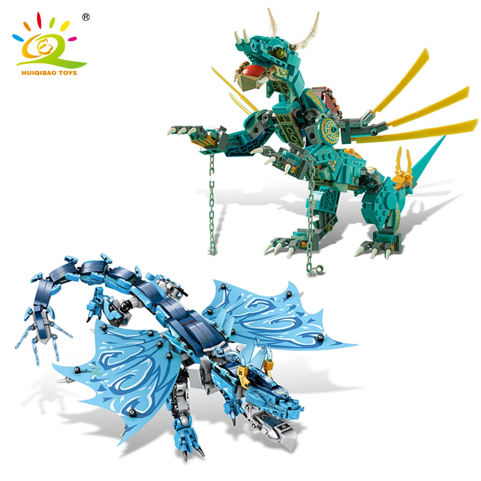 HUIQIBAO ниндзя Зеленый Летающий бой голубая вода Дракон строительные блоки джунгли