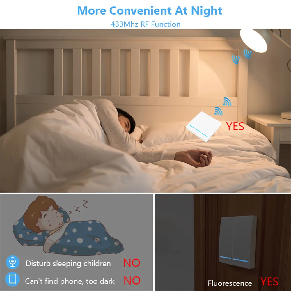 58Smart WiFi 1/2/3 Gang кнопочный переключатель светильник 433 МГц настенный DIY таймер