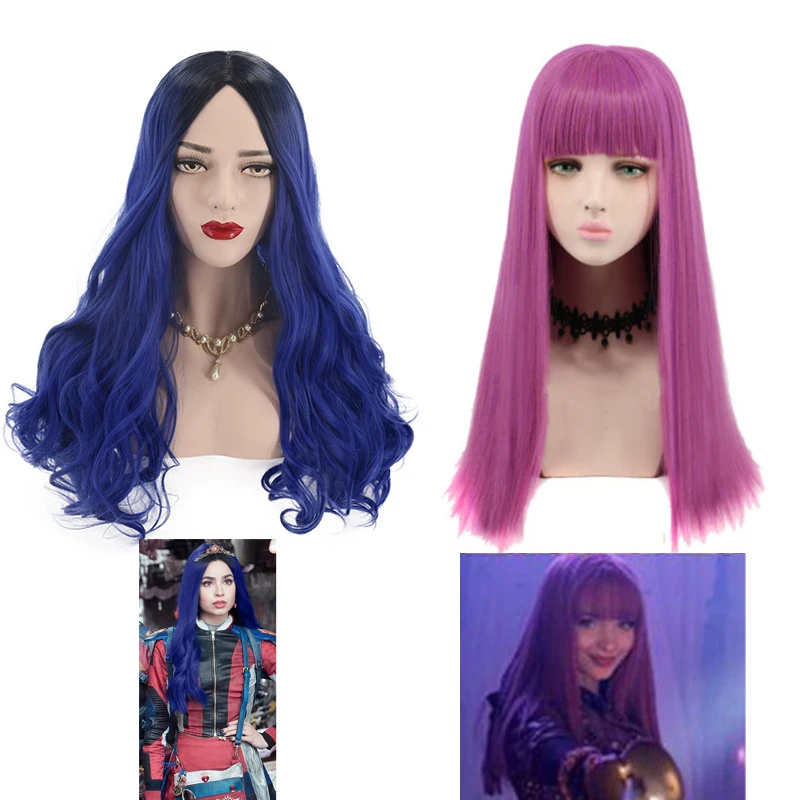 

Парик для косплея из фильма «Descendants 2» маль/Эви, карнавальный парик для косплея на Хэллоуин, для взрослых и женщин, Синтетические длинные вол...