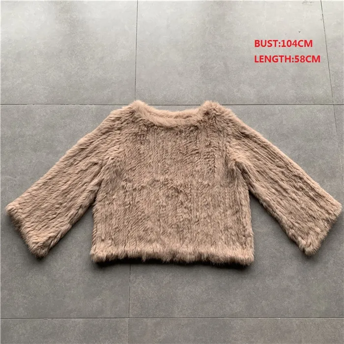 QC01 Женский натуральный мех кролика жилет/куртки кролик вязаный зимний теплый жилет - Цвет: light khaki