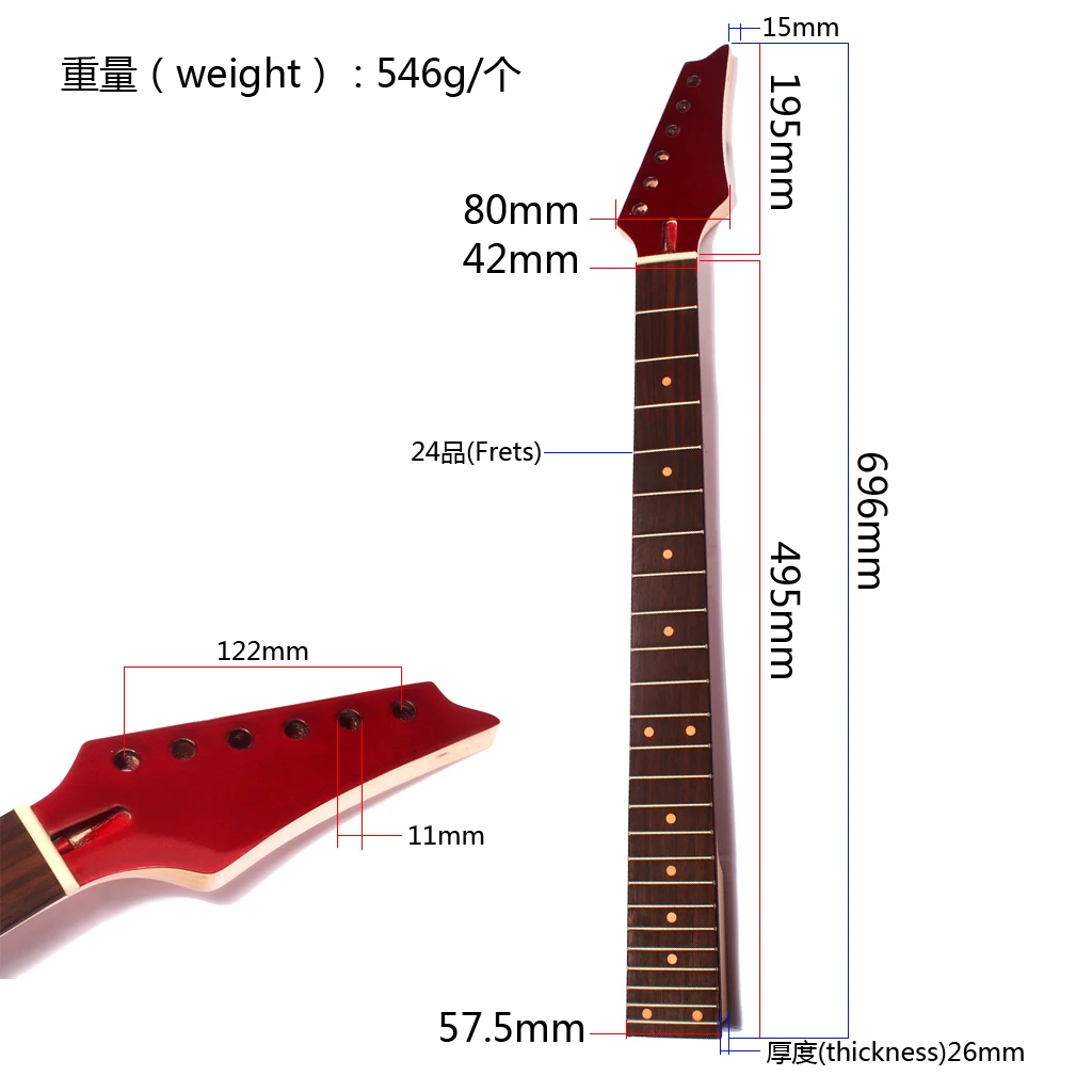 

24 Fret Guitar Neck Replacement for Electric Guitar with Dots Accesories