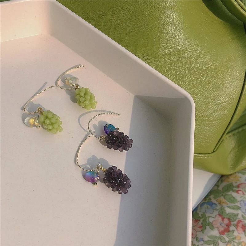 Зеленый виноград + фиолетовый серьги ~ 2021 весна и новые летние шпильки женские